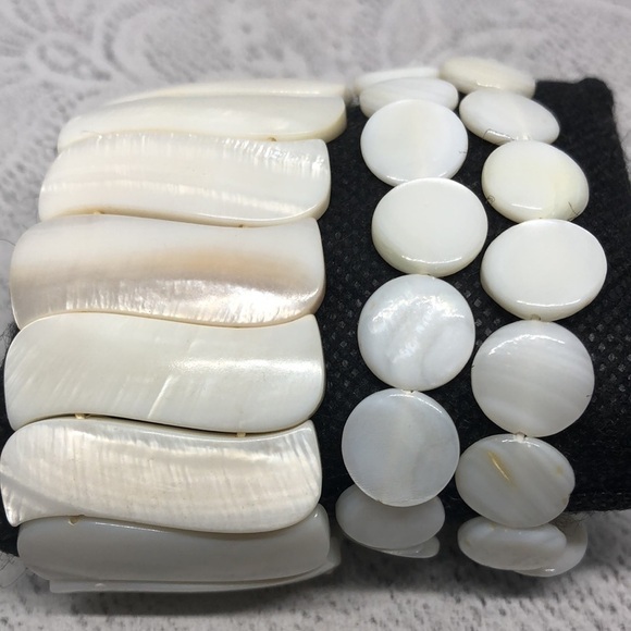 Bundle lot 2 mother of pearl MoP shell bracelets boho beach summer vacation. - Picture 3 of 8